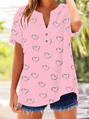 Women's Breast Cancer Awareness Heart Print Shirt