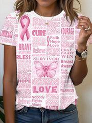 Women's Breast Cancer Awareness Print Short Sleeve T-Shirt