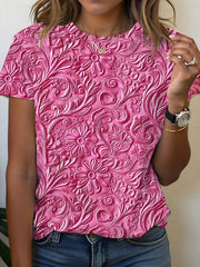 Women's Breast Cancer Awareness Floral Print T-Shirt