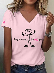 Women's Hey Cancer Print T-Shirt