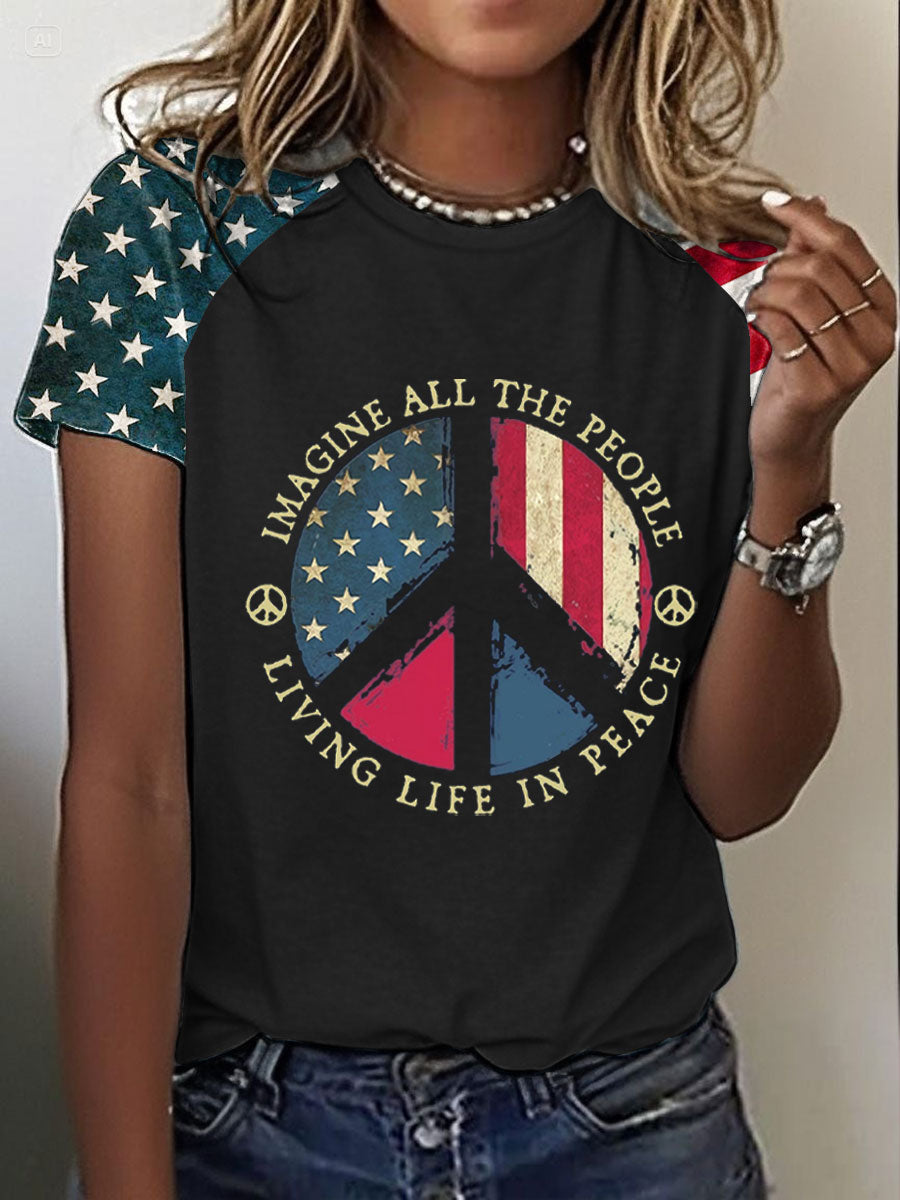 Women's 8647 FDT Imagine Peace Printed T-shirt