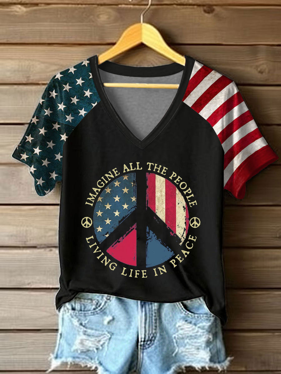 Women's 8647 FDT Peace Printed T-shirt