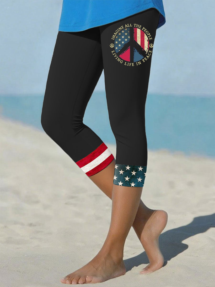 Women's 8647 FDT Imagine Peace Printed Yoga Leggings
