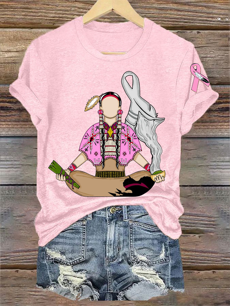 Women's Indigenous Pink Breast Cancer T-Shirts