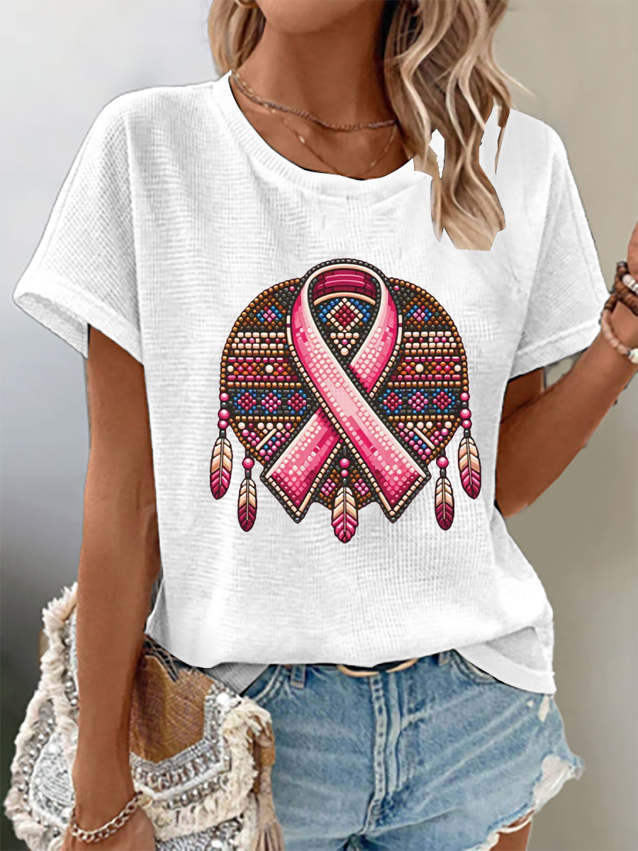 Women's Indigenous Pink Breast Cancer T-Shirts