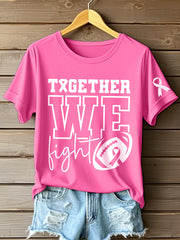 Women's Together We Fight Breast Cancer Awareness Print T-Shirt