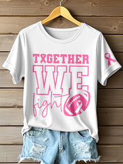 Women's Together We Fight Breast Cancer Awareness Print T-Shirt