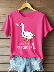 Women's Let's Kick Cancer's Ass Print T-Shirt