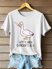 Women's Let's Kick Cancer's Ass Print T-Shirt