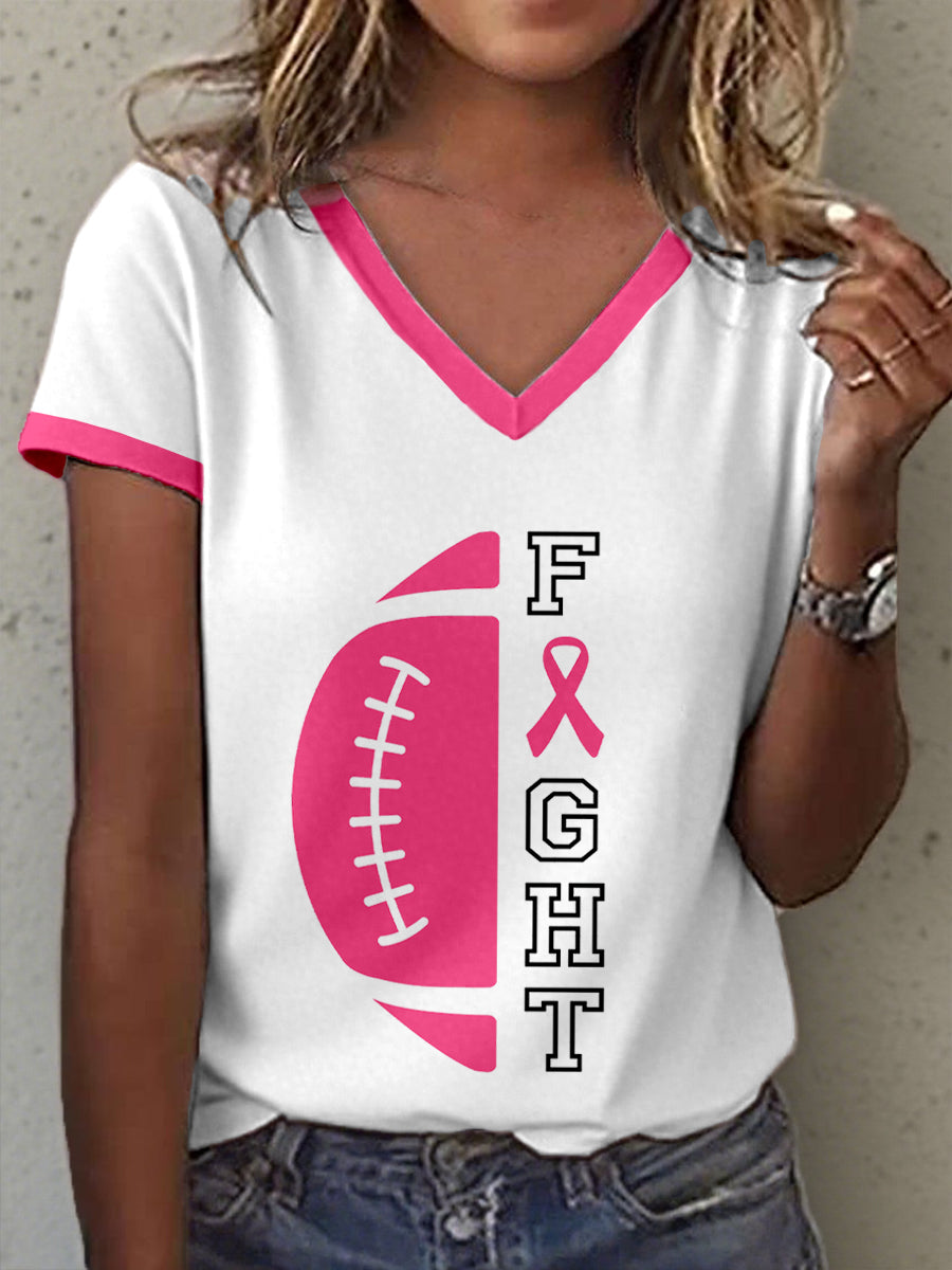 Women's Fight For Breast Cancer Print T-Shirt