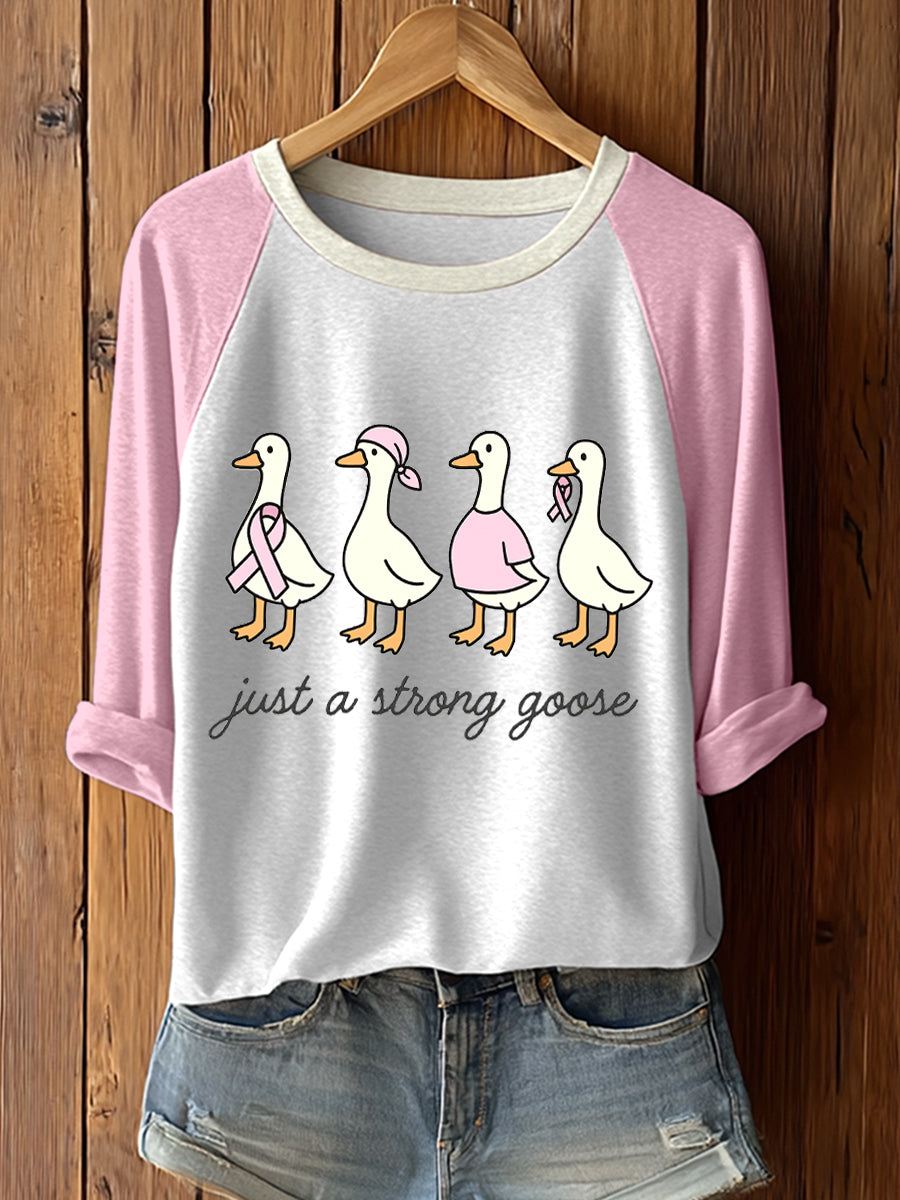 Women's Just A Strong Goose Print Long Sleeve T-Shirt