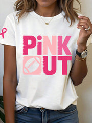 Women's Breast Cancer Awareness PINK OUT Print T-Shirt