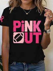 Women's Breast Cancer Awareness PINK OUT Print T-Shirt