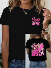 Women's Breast Cancer Awareness Football Print T-Shirt