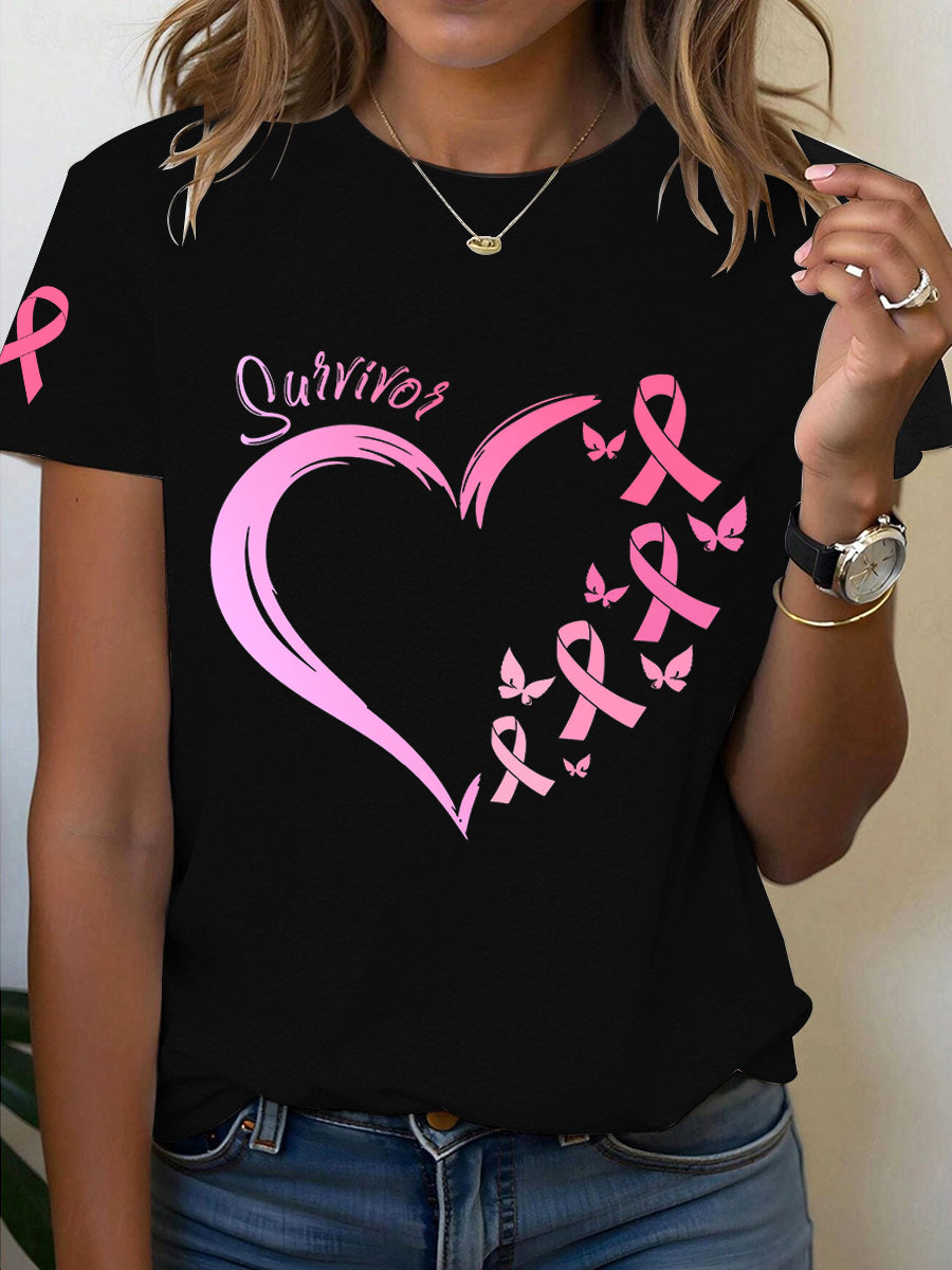 Women's Breast Cancer Awareness SURVIVOR Print T-Shirt