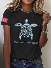 Women's 8647 FDT Stay Salty And Resist Printed T-shirt