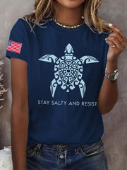 Women's 8647 FDT Stay Salty And Resist Printed T-shirt