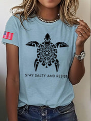Women's 8647 FDT Stay Salty And Resist Printed T-shirt