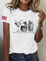 Women's 8647 FDT Stay Salty And Resist Printed T-shirt