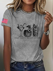 Women's 8647 FDT Stay Salty And Resist Printed T-shirt