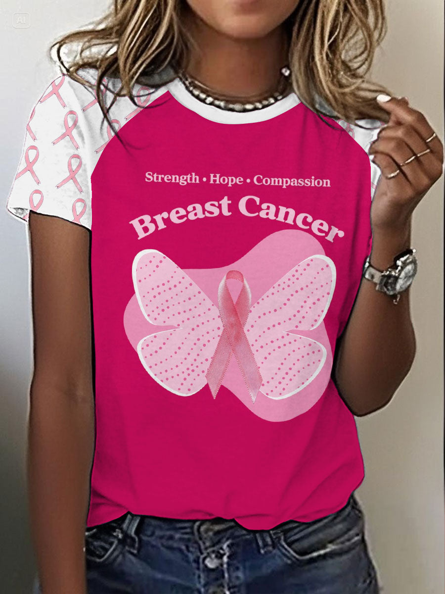 Women's Breast Cancer Awareness Printed T-Shirt
