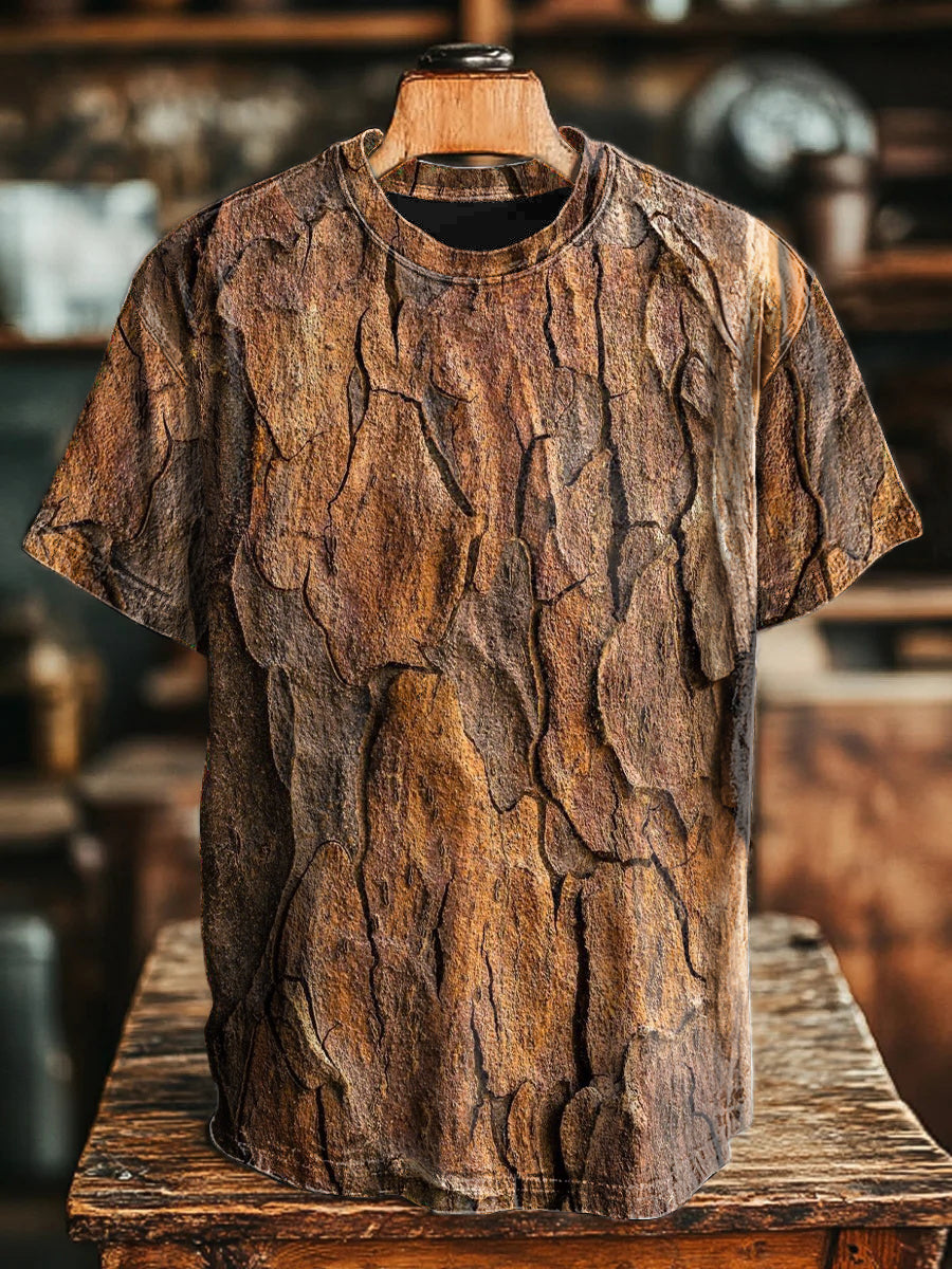Vintage bark print T-shirts for men and women