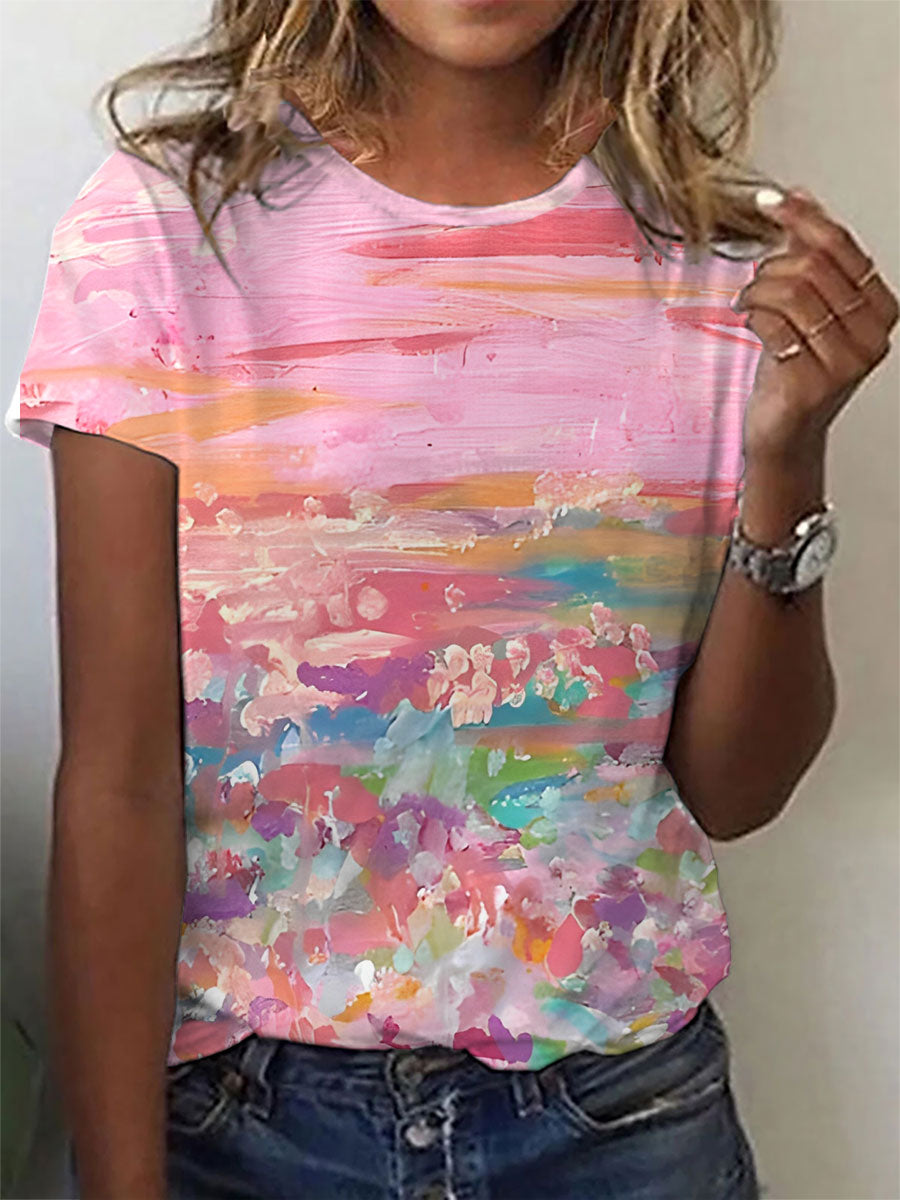 Women's Breast Cancer Awareness Print Casual T-Shirt