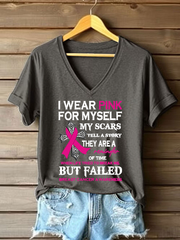 Women's Breast Cancer Awareness Pink Ribbon Print Casual T-Shirt