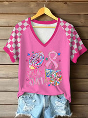 Women's Breast Cancer Awareness Pink Out Print T-Shirt