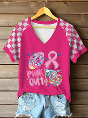 Women's Breast Cancer Awareness Pink Out Print T-Shirt