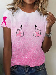 Women's Breast Cancer Awareness  Hey Cancer I don't Have Enough Middle Fingers For You Short Sleeve T-Shirt