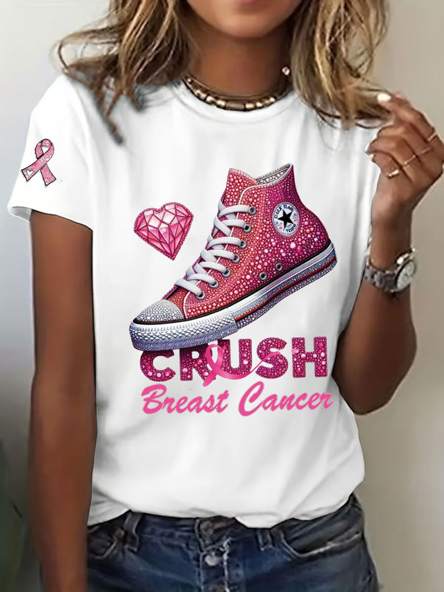 Women's Crush Breast Cancer Printed Casual T-Shirt