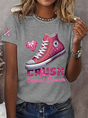 Women's Crush Breast Cancer Printed Casual T-Shirt