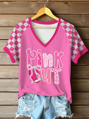 Women's Breast Cancer Awareness Pink Out Print T-Shirt