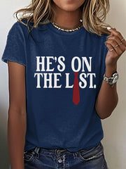 Women's 8647 FDT He's On The List Epstein Printed T-Shirt