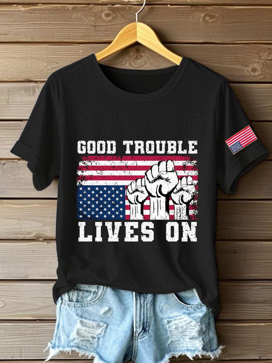 Women's 8647 FDT Good Trouble Lives On Printed T-Shirt