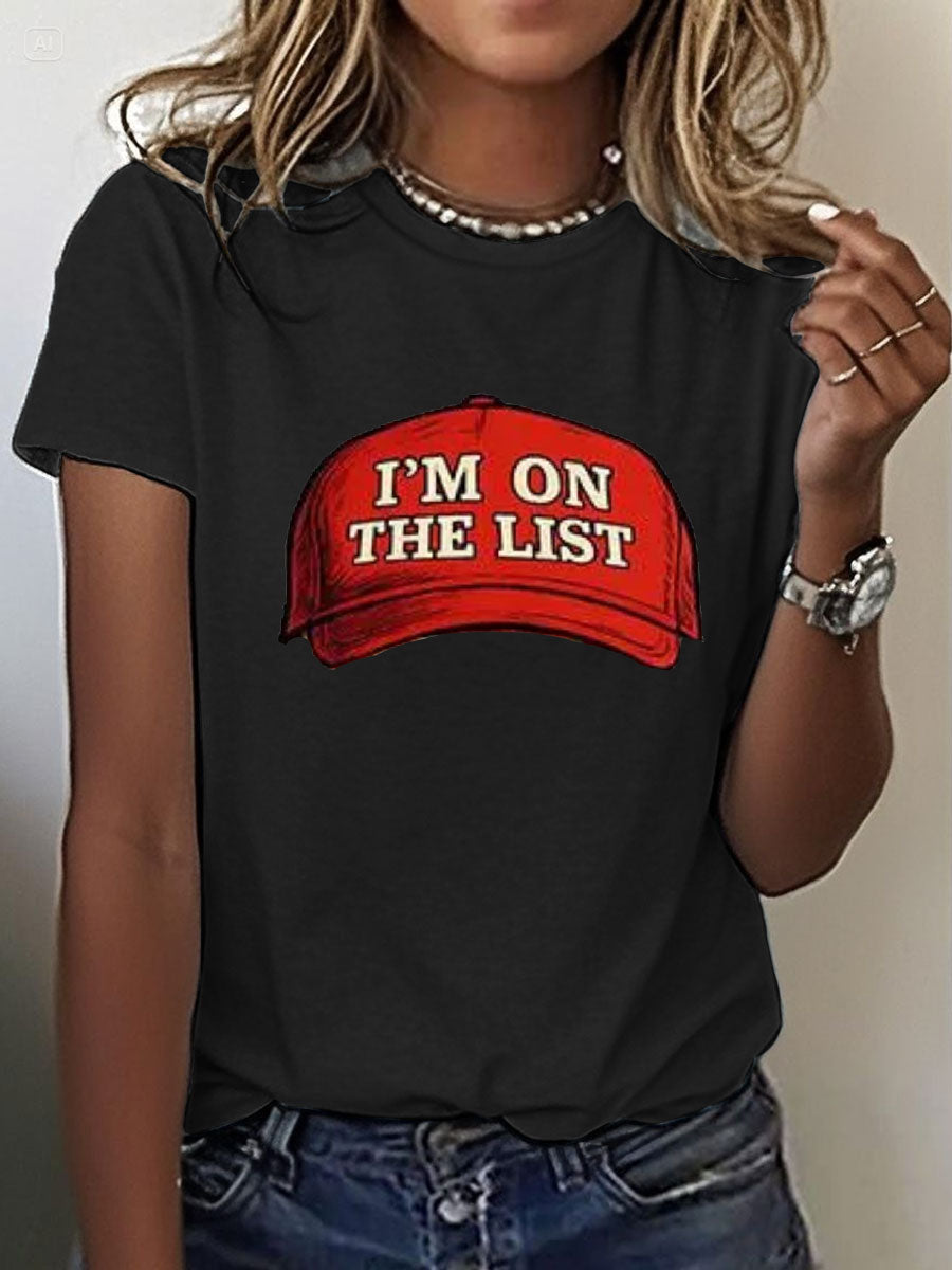 Women's 8647 FDT He's On The List Epstein Printed T-Shirt