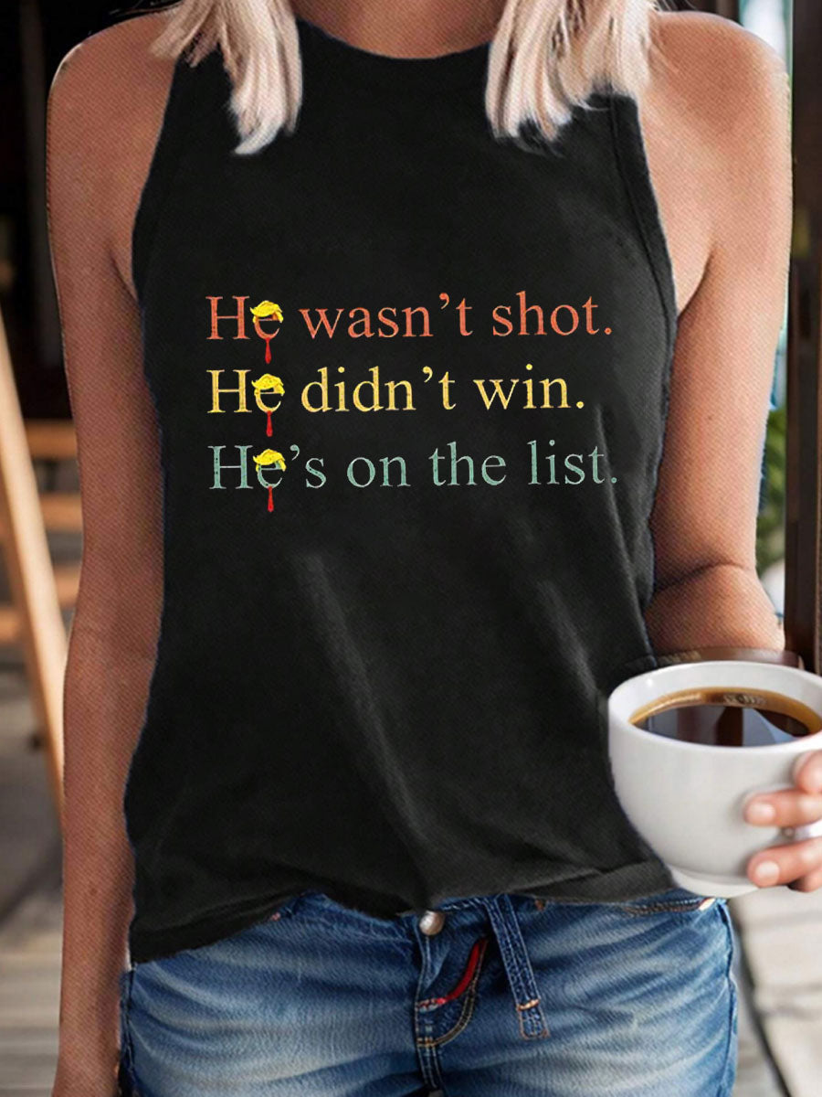 Women's 8647 FDT He's On The List Epstein Printed Vests