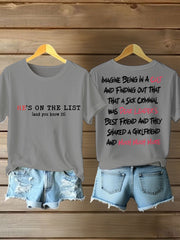 Women's 8647 FDT He's On The List Epstein Printed T-Shirt