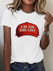 Women's 8647 FDT He's On The List Epstein Printed T-Shirt