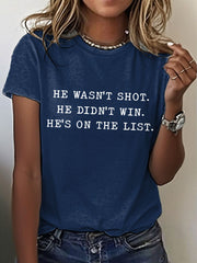 Women's 8647 FDT He's On The List Epstein Printed T-Shirt