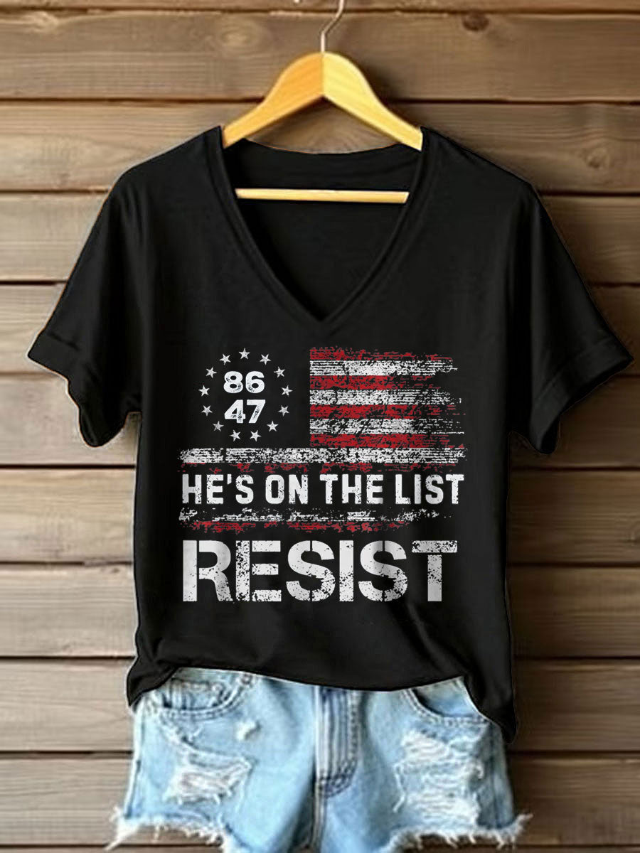 Women's 8647 FDT He's On The List Epstein Printed T-Shirt