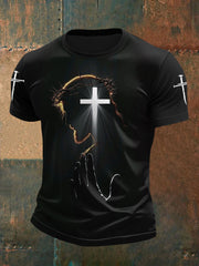 Men's Jesus Christian Cross Faith Print Tee