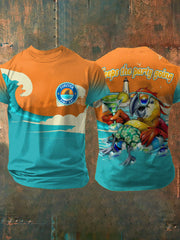 Men's Muscic Lover Parrot Keep The Party Going Printed T-shirt