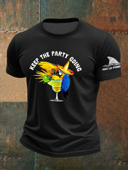Men's Muscic Lover Parrot Keep The Party Going Printed T-shirt