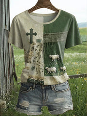 Women's Sheep Faith Printed T-shirt