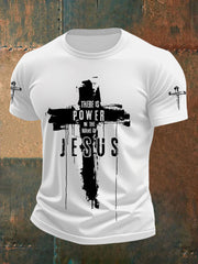 Men's There is Power in The Name of Jesus Cross Short Sleeve Tee