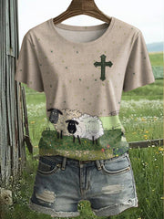 Women's Sheep Faith Printed T-shirt