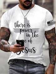 Men's There is Power in The Name of Jesus Cross Short Sleeve Tee
