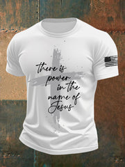 Men's There is Power in The Name of Jesus Cross Short Sleeve Tee